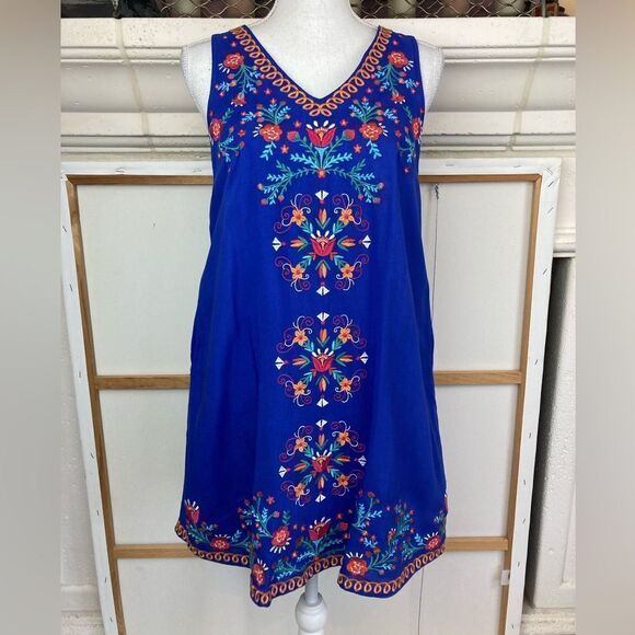 Savanna Jane vintage boho lined embroidered dress w/pockets vintage - Picture 1 of 11
